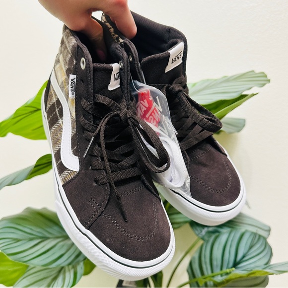 🍂NEW🤎 Vans Filmore High Plaid Brown Platform Sneakers - Picture 7 of 7